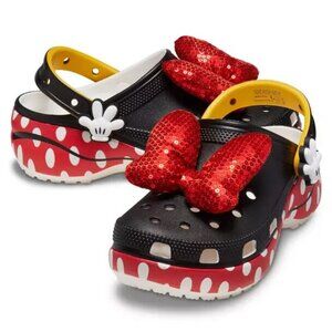 NEW Crocs - Women's Size 6, 7 - Minnie Mouse Classic Platform Clog - Black/Red